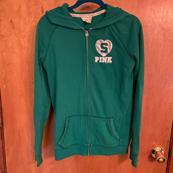 MSU Spartans zip up hoodie PINK Victoria’s Secret - Picture 2 of 6